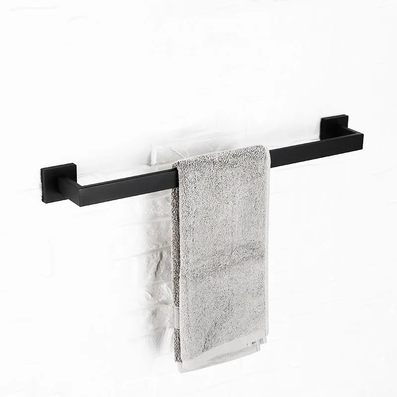 Ванная комната черный настенный держатель для полотенец из нержавеющей стали простой квадратный дизайн держатель для полотенец
