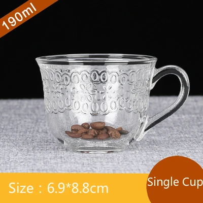 Single Cup D Европейский прозрачный кофейный комплект из чашки и блюдца бытовой ароматизированный чай чашка Термостойкое Стекло эспрессо капучино латте воды молока - Цвет: Single Cup D