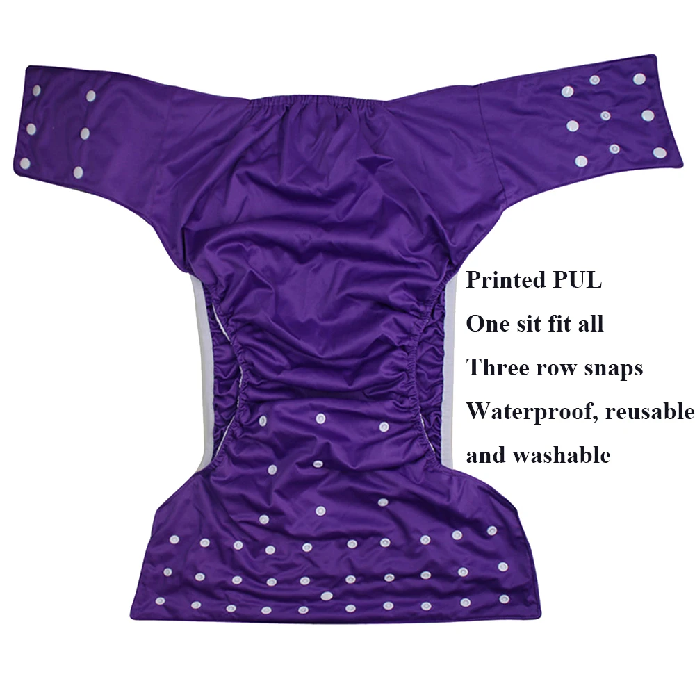 VEJYO Large Size 3 Row Snaps Reusable Adult Diaper Nappy PUL Waterproof Incontinence Pants Fit Waistline 25.6in to 53.2 Inch 2