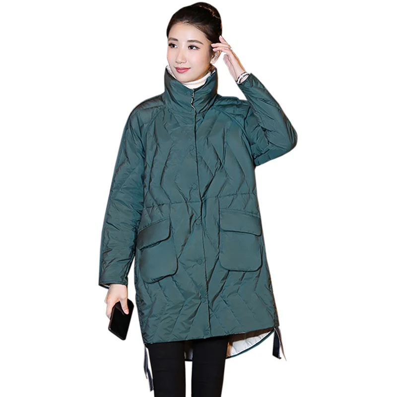 

Down Jacket Women Autumn And Winter new Casual Single Breasted Coats Female fashion Ultra-thin Long Down Coats