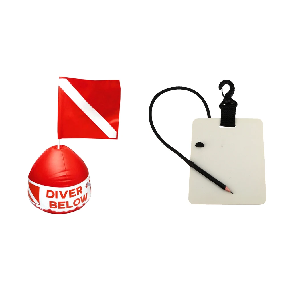 Scuba Diving Flag with Inflatable Buoy +  Writing Slate Board with Pencil