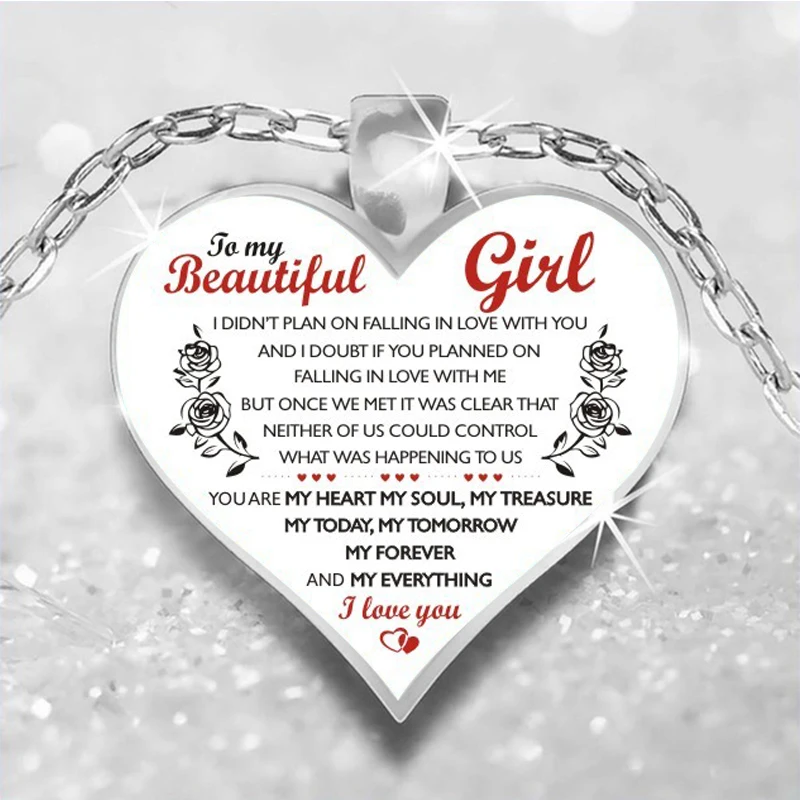 Для моей дочери, любящее сердце, ожерелье с подвеской, Серебряная цепочка для моей дочери, моей жены, Женские Ювелирные изделия для девочек, семейные подарки