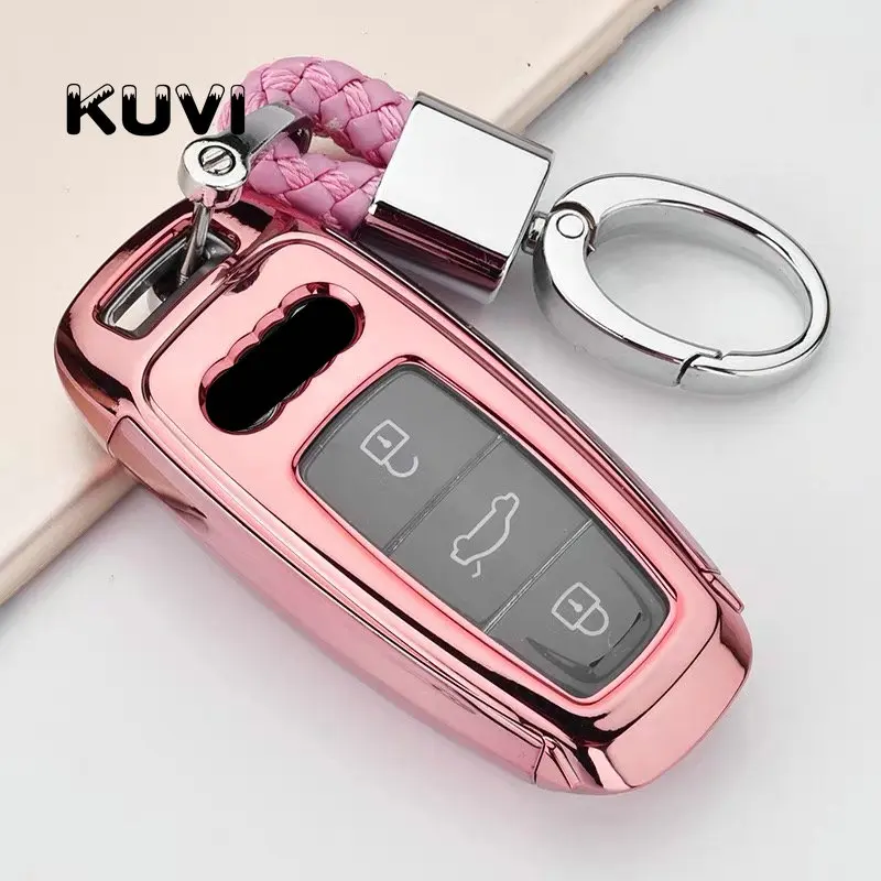 pink with keychain Высокое качество PC+ TPU чехол для ключей защитный чехол для AUDI A4L A6L A7 A5 A8 Q5 год чехол для ключей - Название цвета: pink with keychain