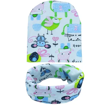 

1pc 2019 New Spring and autumn baby boy girl hat cotton cactus printed winter hat o ring scarf Children beanies kids scarves