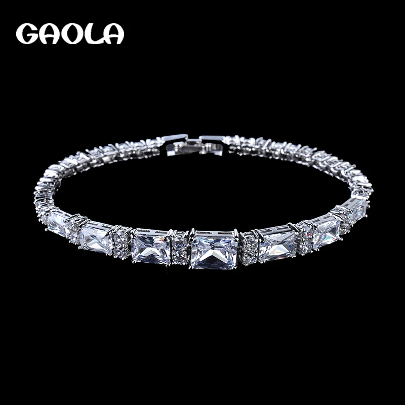 GAOLA новые модные роскошные свадебные наручные браслеты серебряный цвет браслет хрустальные браслеты для женщин GLS0233