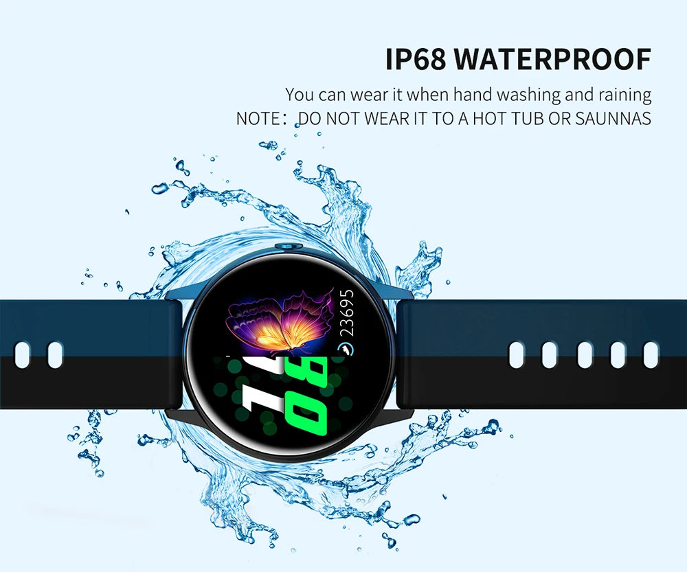 IP68 Водонепроницаемый Смарт-часы Для женщин Для мужчин Фитнес браслет монитор сердечного ритма Sleep Monitor Смарт-часы с мониторингом подключения IOS Android
