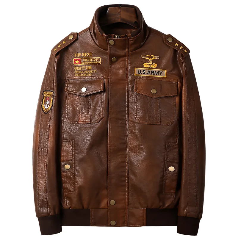 

2019 Autumn Coat Flying Pu Leather Jacket Slim Fit Tough Guy Big Code Male Jacket