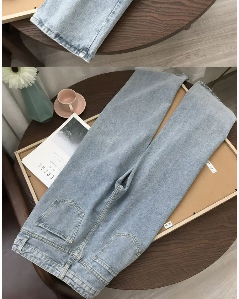 straight jeans Harajuku Fashion y2k Jeans Women Streetwear Casual Baggy Straight High Waist Mom Denim Oversize 90s Iamhotty mom jeans waist slim fit