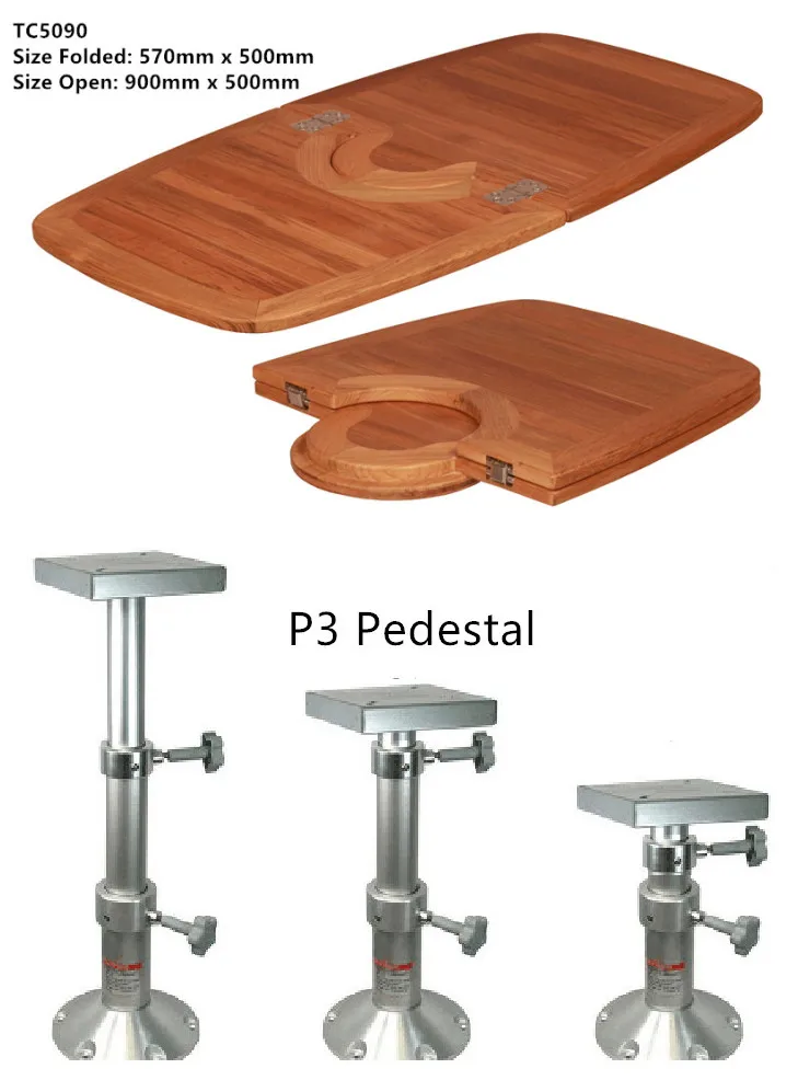 TC5090 and Pedestal Складная столешница из тика 570/900*500 мм Морская Лодка Яхта RV Caravan TC5090 - Цвет: TC5090 and Pedestal