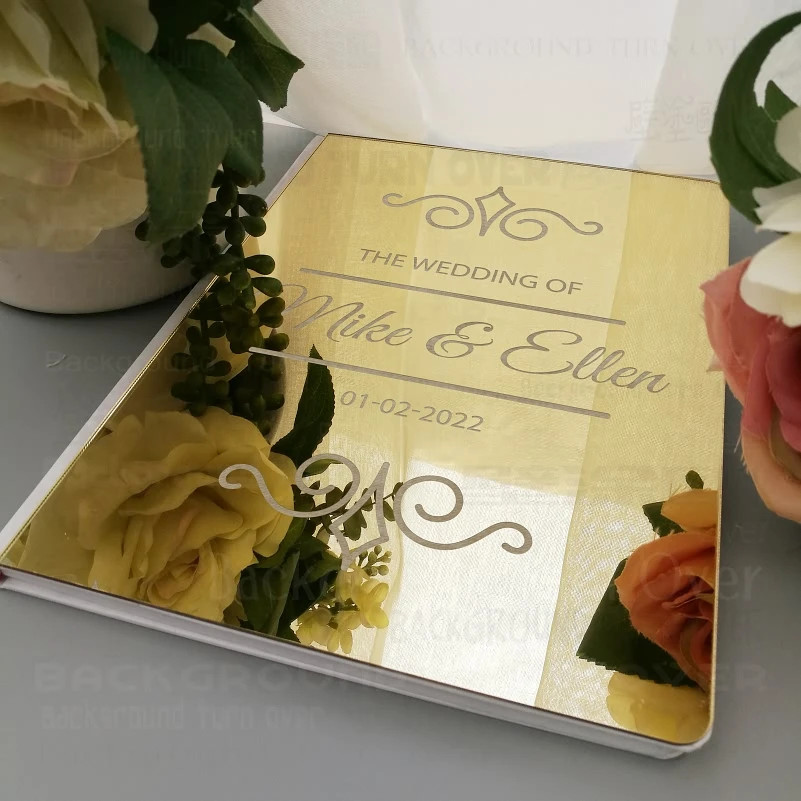 Wedding Personalized Guest Book Guestbook Names Date Engrave Carve Mirror Blank Favor Gifts Photo G028