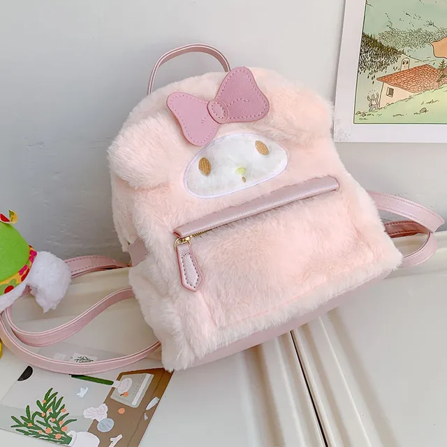New Kawaii Sanrioed My Melody Cinnamoroll Cartoon Plush Bag Anime Soft Stuffed Animals Plushie Backpack Girls Doll Toys Gifts 6