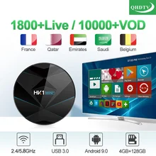 QHDTV IP TV Arabic Netherlands France IPTV Box HK1 MINI+ Android 9.0 4G+128G BT Dual-Band WIFI IPTV France Arabic Belgium QHDTV
