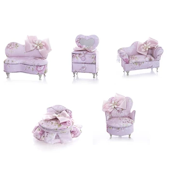 

Five-Piece Cute Sofa Dresser Chair Children Fabric Jewelry Box Storage Box Girl Gift Storage Box