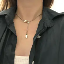 2pcs/lot Splicing Chain Women European American Simple Versatile Rectangular Connector Pendant Necklace Autumn Winter Accessorie