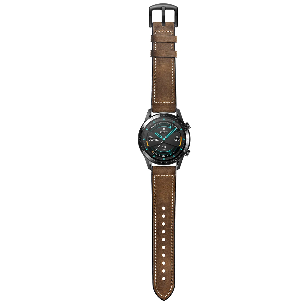 New silicone+headband leather fit strap, suitable for Huawei Watch GT and GT2 46mm 42mm models wear soft and comfortable strap