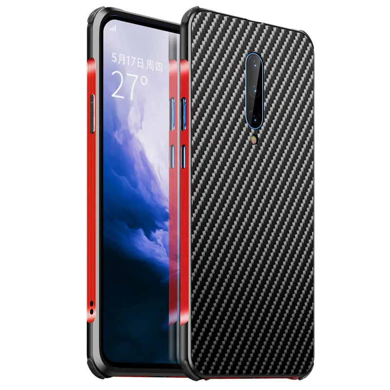 Red Advaka алюминиевый сплав рамка Магнитный противоударный защитный чехол для Oneplus 1+ 7 7 Pro магнит углеродного волокна текстуры чехол - Цвет: Red