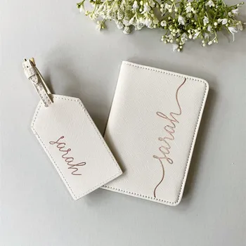 

personalized Leather Passport Holder and Luggage Tag, custom monogram passport cover, passport case, Travel Wallet, couples Gift