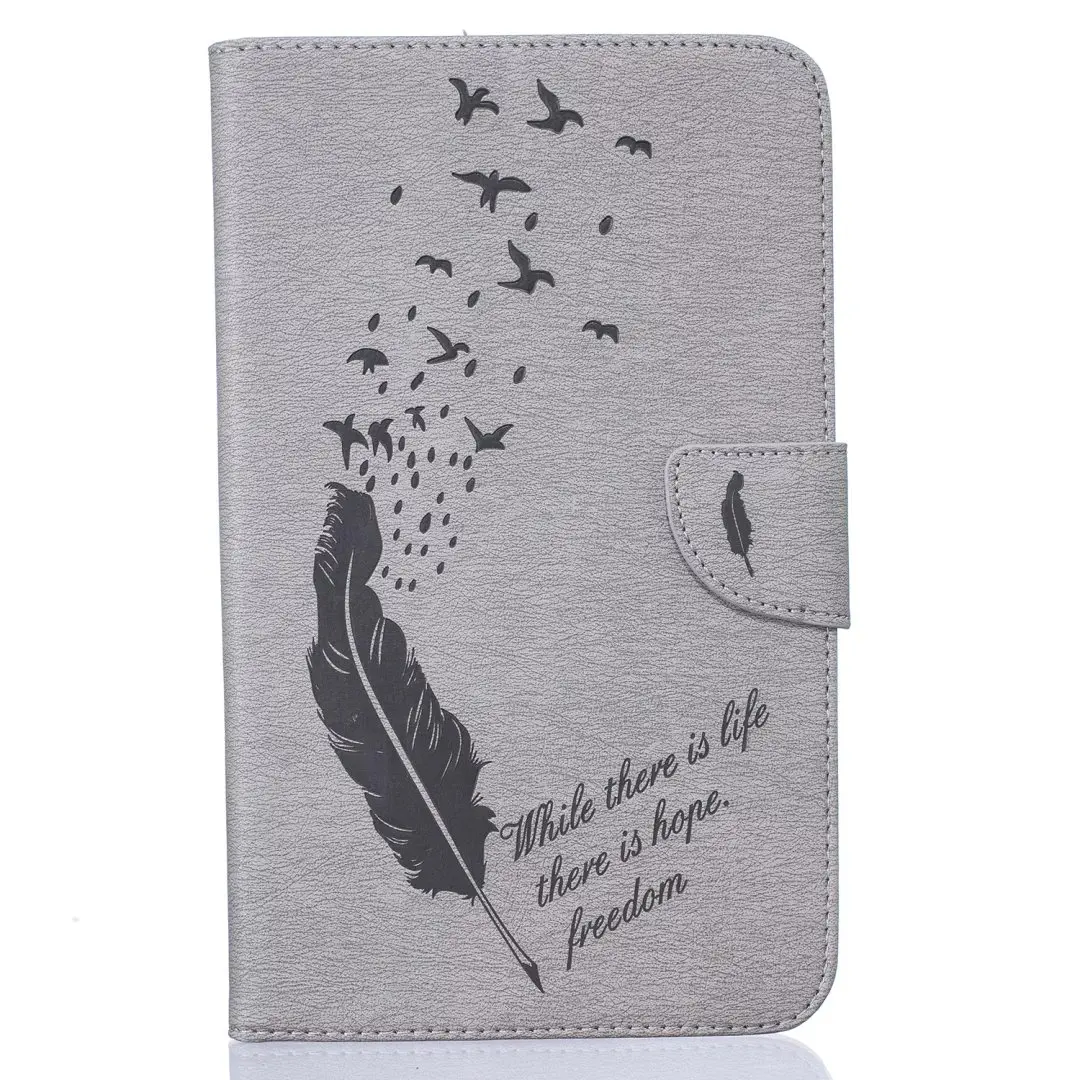 

3D Feather Printed PU Leather Case for Samsung Galaxy Tab A A6 10.1 2016 SM-T585 T580 Stand with Wallet Card Slot Case+film