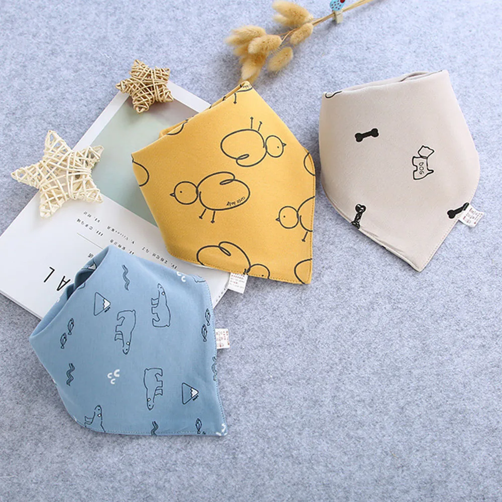 3 Pieces Baby Bandana Bibs Cotton Triangle Unisex Boy Girl Cartoon Slabbetjes Kids Feeding Drool Apron Saliva Towel 4