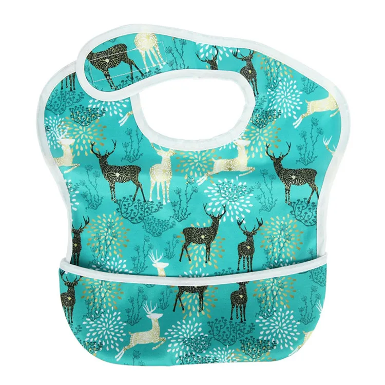 [Sigzagor]1 Baby Bib Feeding Waterproof With Pocket 6 to 24 months - Цвет: BSW8 regal deer