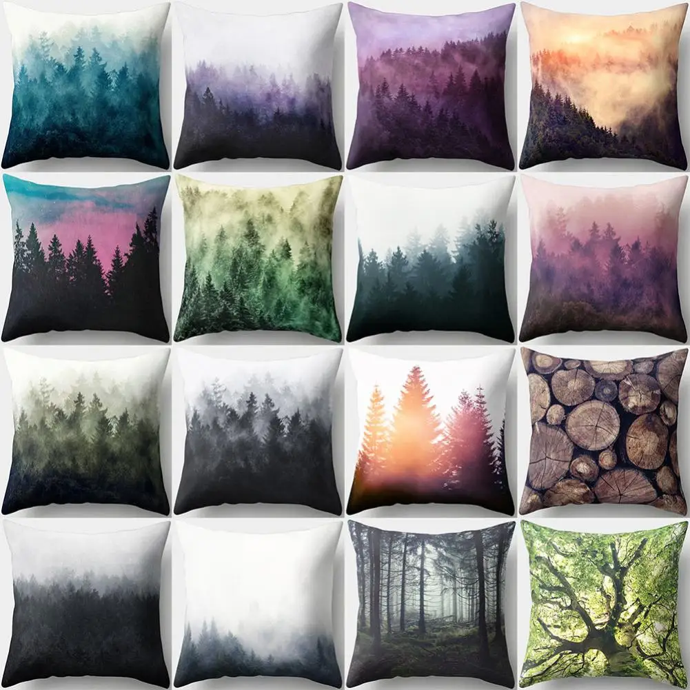 18 дюймов лесное дерево бросок наволочка домашний диван декор комнаты|Наволочка| |