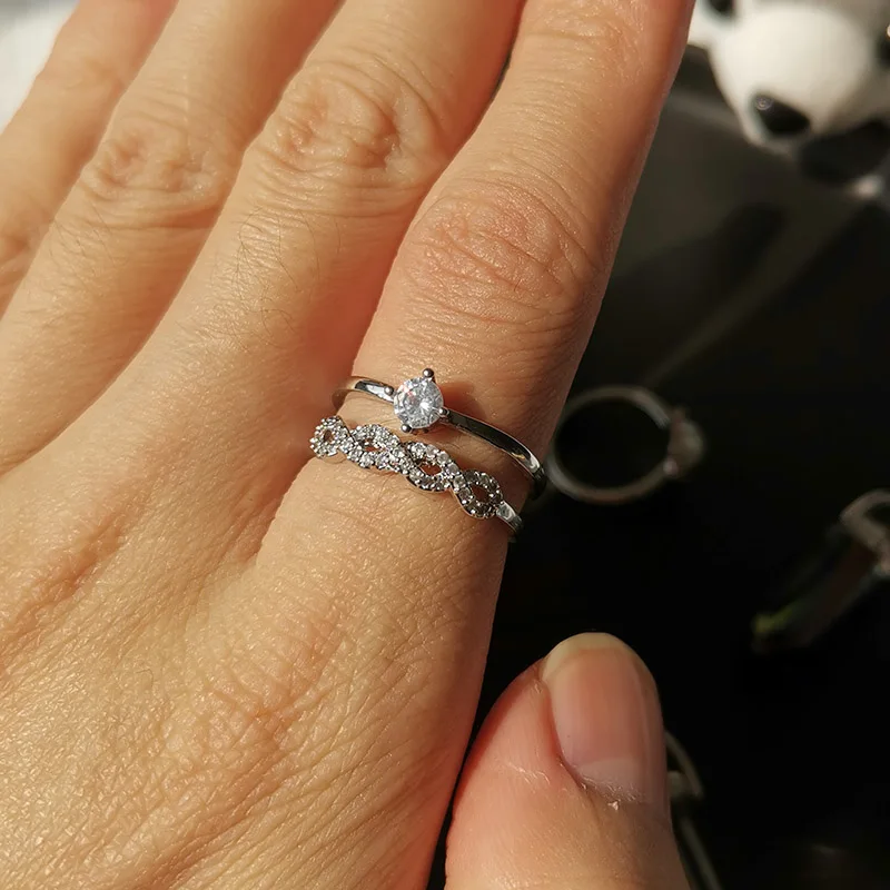 Meajoe Модные Простые Кристальные Открытые Кольца австрийского хрусталя CZ кольца женские обручальные ювелирные изделия подарок