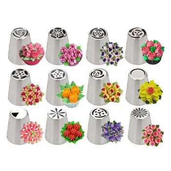 

14pcs /set Stainless Steel Nozzles Practical Tulip Frosting Flower Cream Pastry Nozzles Cupcake Decorating Tools