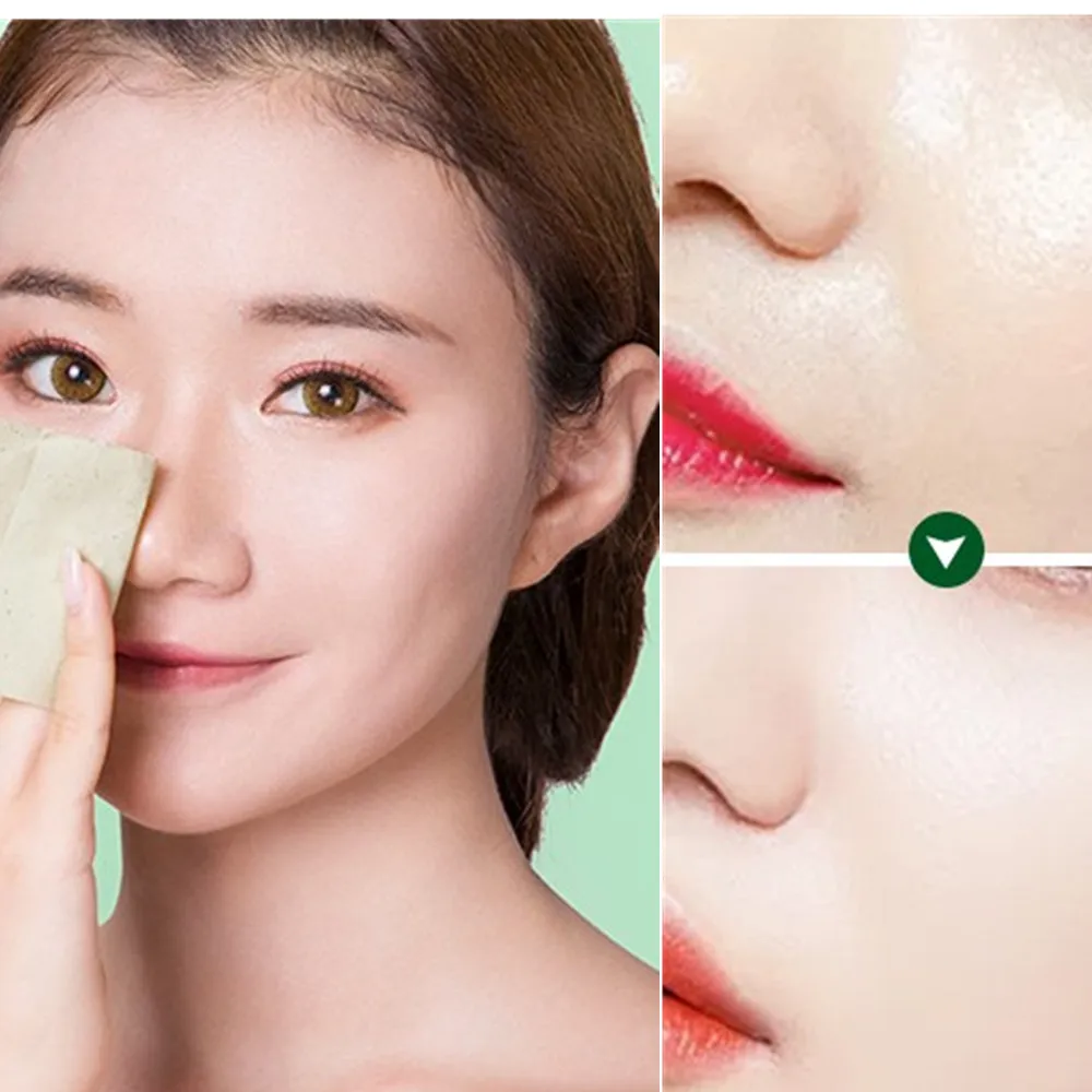 Facial Oil Blotting Sheets Paper Green Tea Oil Control Wipes Absorbing Sheet Oily Paper Summer Face Cleansing Makeup Tool 100PCS facial tissue