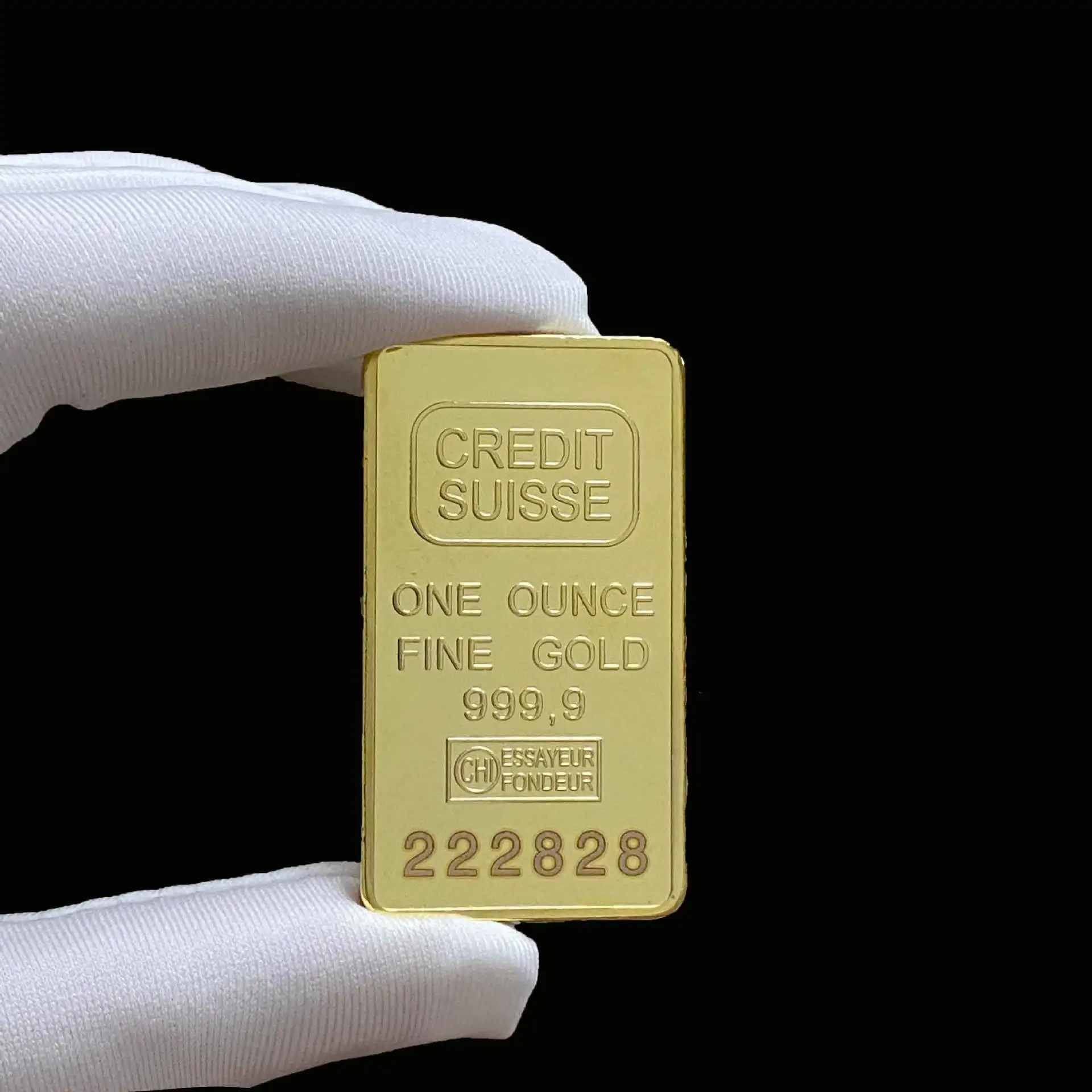 

One Ounce Fine Gold 9999 Credit Bars with Different Serial Laser Number Decoration Coins Suisse Gold bar