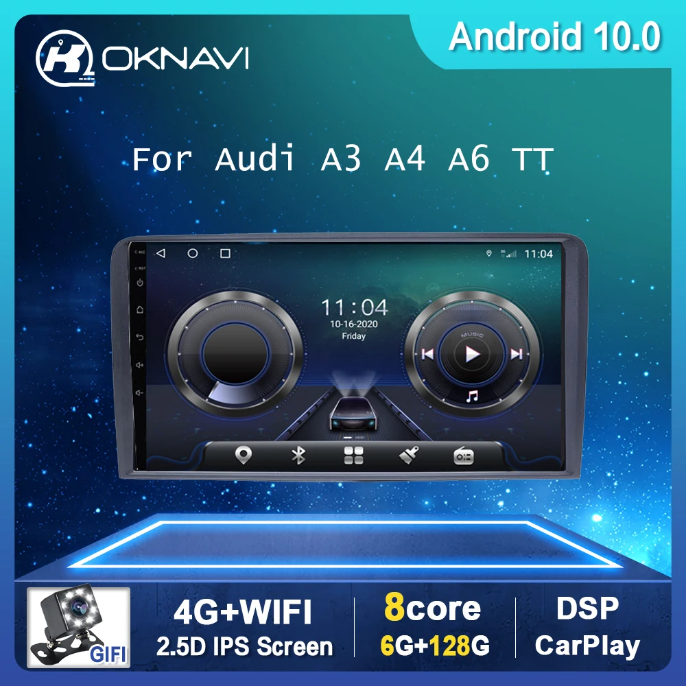 Автомобильный мультимедийный плеер 6G 128G Android 9 0 автомобильное радио для Audi A3 A4 A6 TT 2008 2012 навигация 2.5D Carplay BT GPS