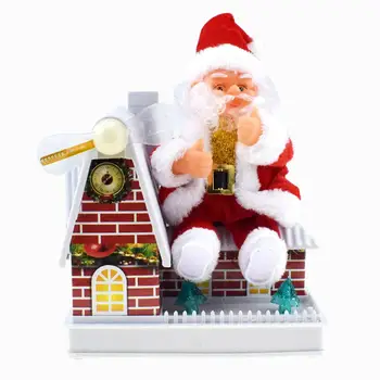 

Christmas Children Gift Fun Rotating Colorful Lights Windmill House Electric Santa Claus Music Model Ornaments Decoration