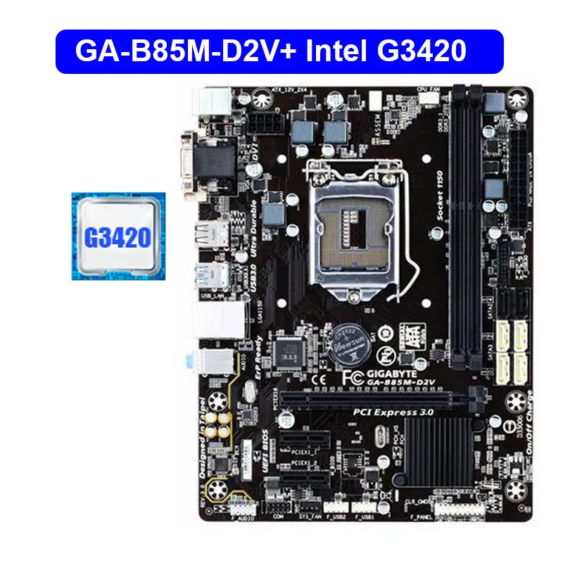 Gigabyte GA-B85M-D2V Intel 3420 оригинальная материнская плата LGA 1150 DDR3 USB3.0 16G B85 B85M-D2V рабочего стола материнской платы Восстановленное