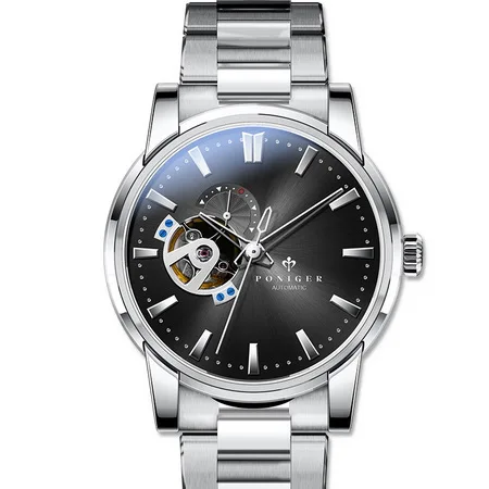 automatic watch p3 men wrist watch, automatic watches PONIGER luxury brand mens dress waterproof wristwatch self wind mechanical reloj hombre new - Цвет: automatic watch p3