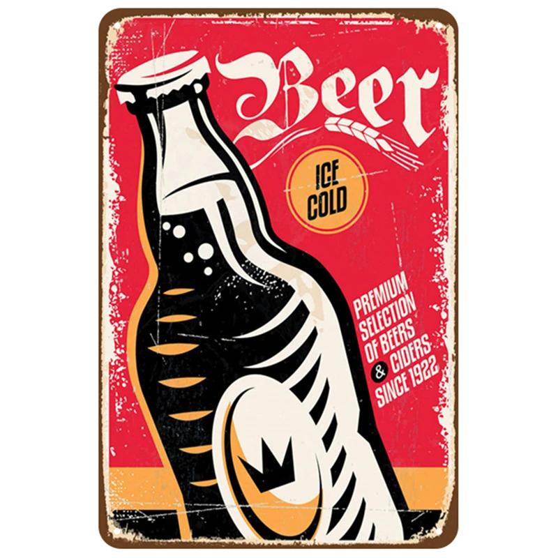 Beer Plaque Metal Vintage Tin Sign Pin Up Shabby Chic Decor Metal Signs Vintage Bar Decoration Metal Poster Pub Metal Plate - Цвет: 23