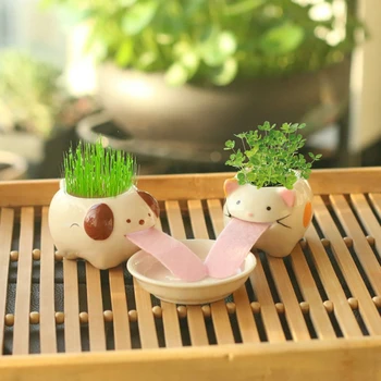 

Automatic Watering Flower Pot Tongue Cute Animal Flower Pot Ceramic Indoor Desk Flower Pot-Panda Home Decoration Accessories