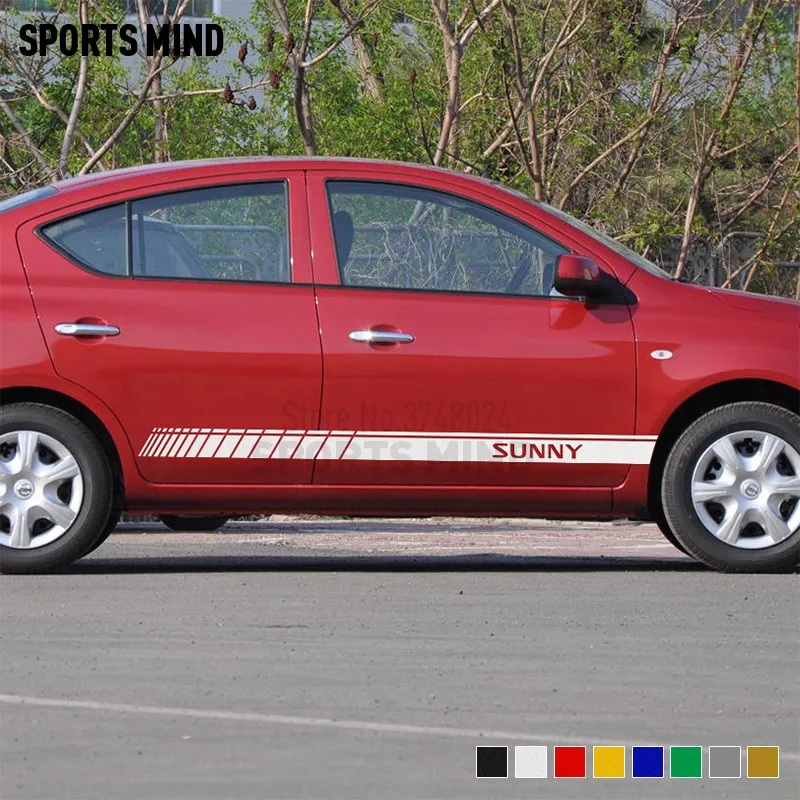 1 пара боковой двери в полоску для Nissan Sunny Nismo внешние аксессуары наклейка на автомобиль наклейка автомобиль Стайлинг