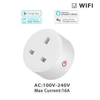 

WIFI smart plug APP wireless remote control compatible with Alexa assistant voice control UK standard AC 100V 240V 16A home plug