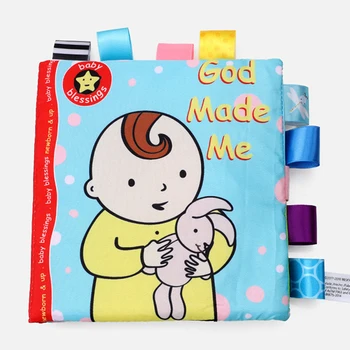 

God Made Me And Animal Baby Label Cloth Book Tear Not Bad Parent-child Interaction Infant Puzzle Early Education Cloth Book Toy