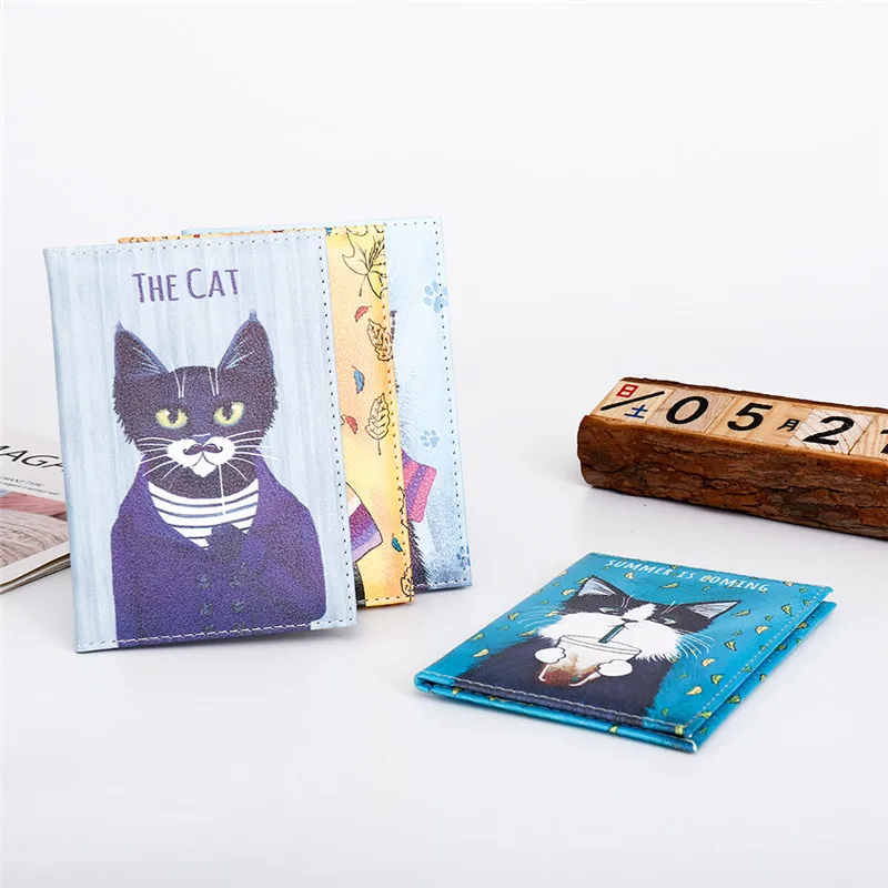 Wallet Card Holder Credit Card Wallet Credit Card Holder Card Holder Card Wallet Business Card Holder Id Card Holder Passport Holder Document Card Wallet Wallet Card Bag Fashion Cartoon Cat Travel Passport Cover