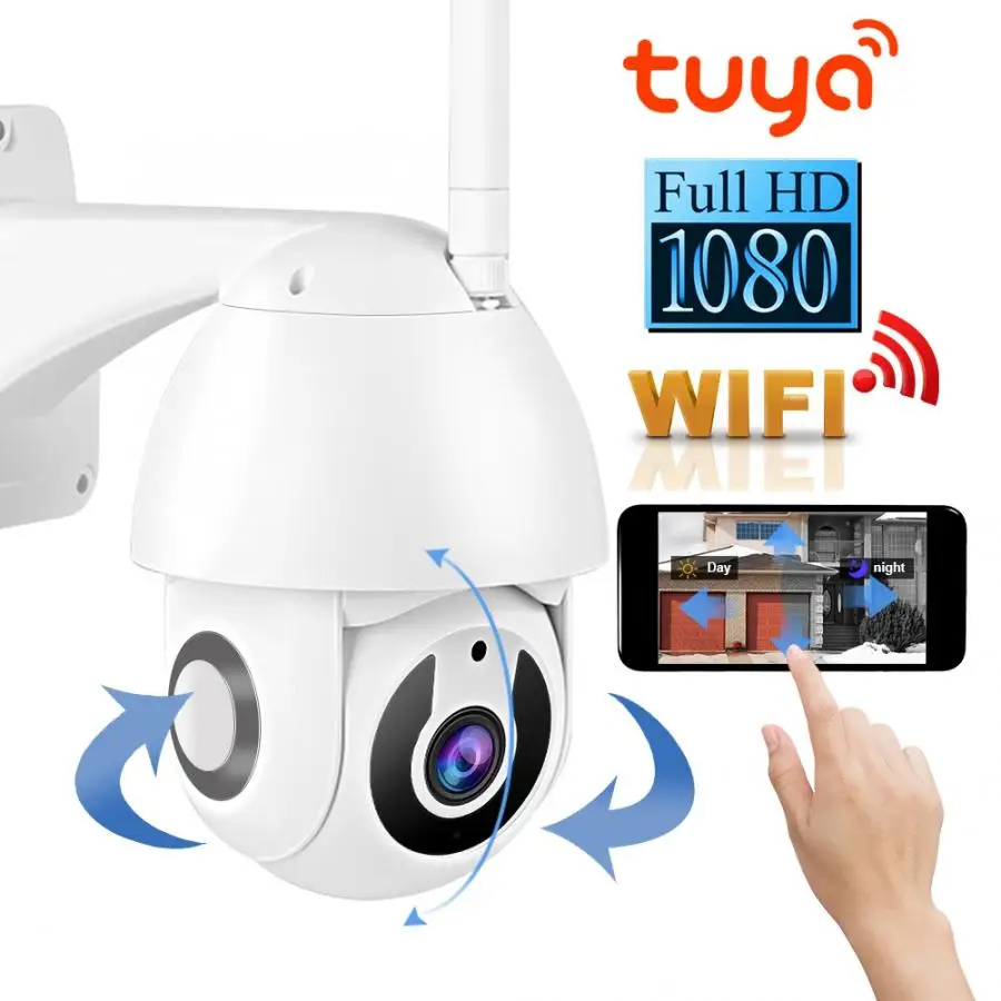Wifi 1080P HD Tuya Водонепроницаемая камера ночного видения панорамная камера наблюдения с наклоном и зумом для ONVIF 100-240V