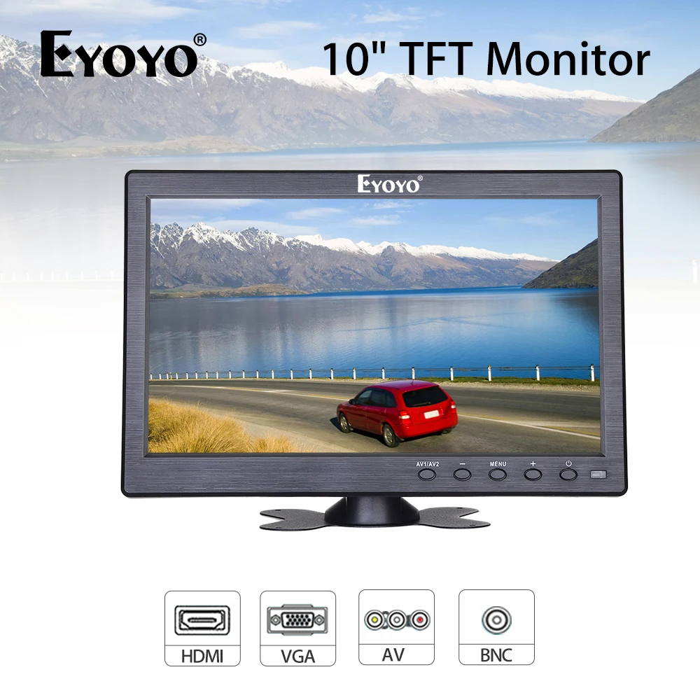 Eyoyo EM12N 10," 1024X600 монитор маленький ПК ЖК-экран ТВ Компьютерный дисплей с BNC AV VGA HDMI вход для CC tv камеры безопасности