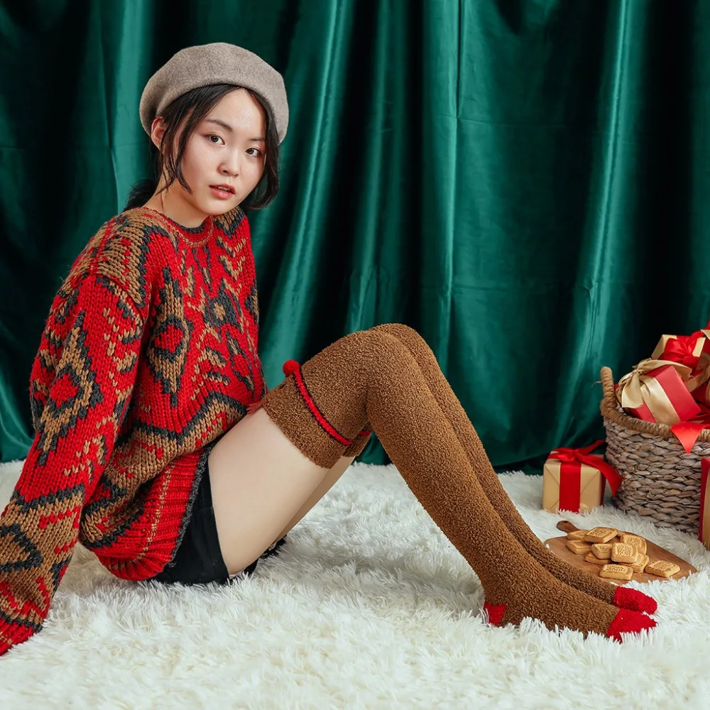 Fashion Women Unisex Casual Christmas Printed Long stockings Socks for girl teens cycling winter  (6)