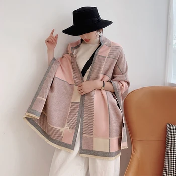 

Women Cashmere Scarf Warm Winter Pashmina Foulard Shawls Wraps for Ladies Luxury Brushed Bandana Scarves 2020 Fashion New