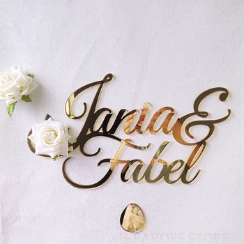 

2pcs Acrylic sign tag rope Personalized Mirror rose golden custom logo Engaged party Wedding hair nails Company billboard