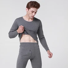 Плотные теплые комплекты термобелья для мужчин, осенне-зимние кальсоны, мужское нижнее белье, Одноцветный термокостюм, мягкое нижнее белье, одежда