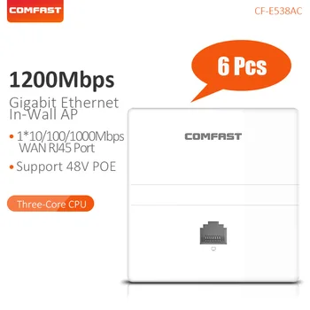 

6PCS For Hotel WIFI Access Point In-wall AP Dual Band 1200Mbps 802.11ac RJ45 WAN LAN Port Gigabit Ethernet Wireless coverage