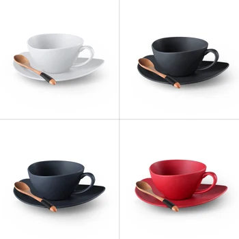 

Minimalist High Quality Ceramic Coffee Cup With Spoon Nordic Modern Afternoon Tea Coffee Mug Tazas De Cafe Drinkware EA6BYD