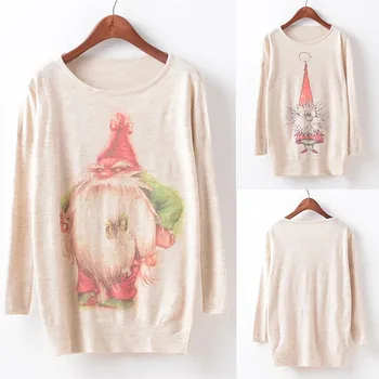 

Women Fashion O-Neck Christmas Print Bat Sleeve Long Sleeve Sweater Top Dropshipping 2020 winter fashion Retro trend size USA su