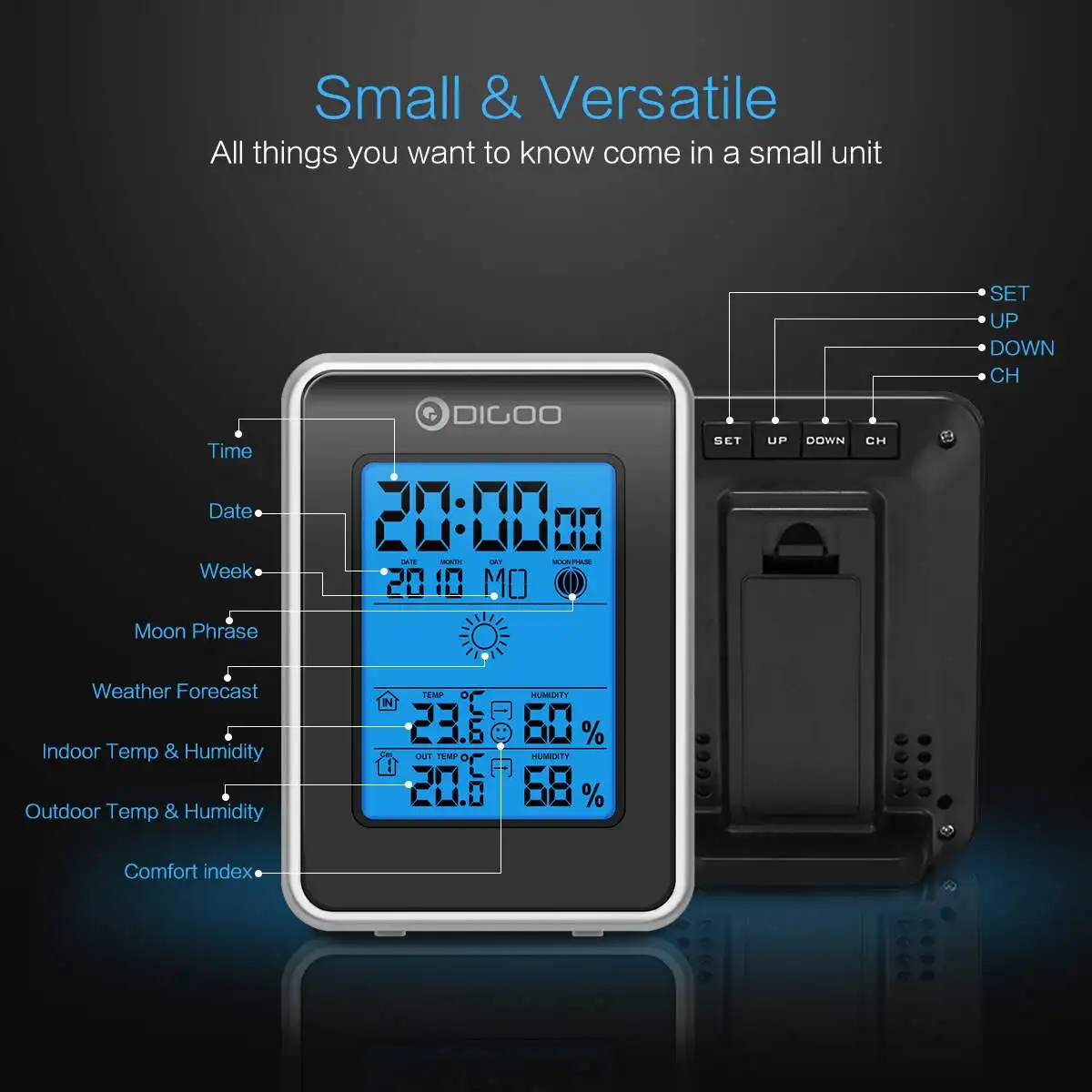 Goede Digoo DG TH1981 Weerstation Digitale Lcd Hygrometer Thermometer Meter Draadloze Indoor Outdoor Weerbericht Sensor Klok Backlight