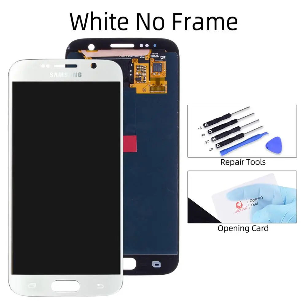 5,1 ''AMOLED ЖК-дисплей для SAMSUNG Galaxy S6 ЖК-дисплей сенсорный экран для SAMSUNG GALAXY S6 G920 SM-G920F G920F G920FD - Цвет: White No Frame